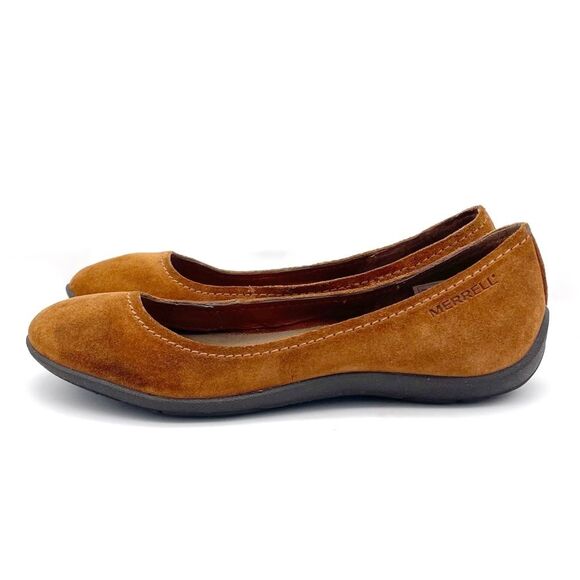 Merrell Avesso Suede Slip On Shoes Ballet Flats in Oak Cognac Women’s Size 7.5 - Picture 4 of 16